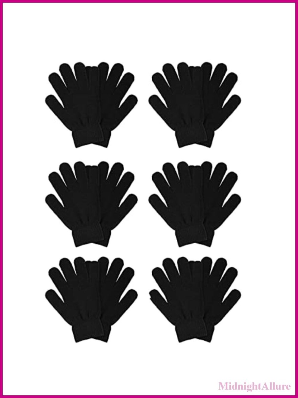 6 Pairs Winter Knit Gloves Acrylic One Size Fits Most Warm Cosplay